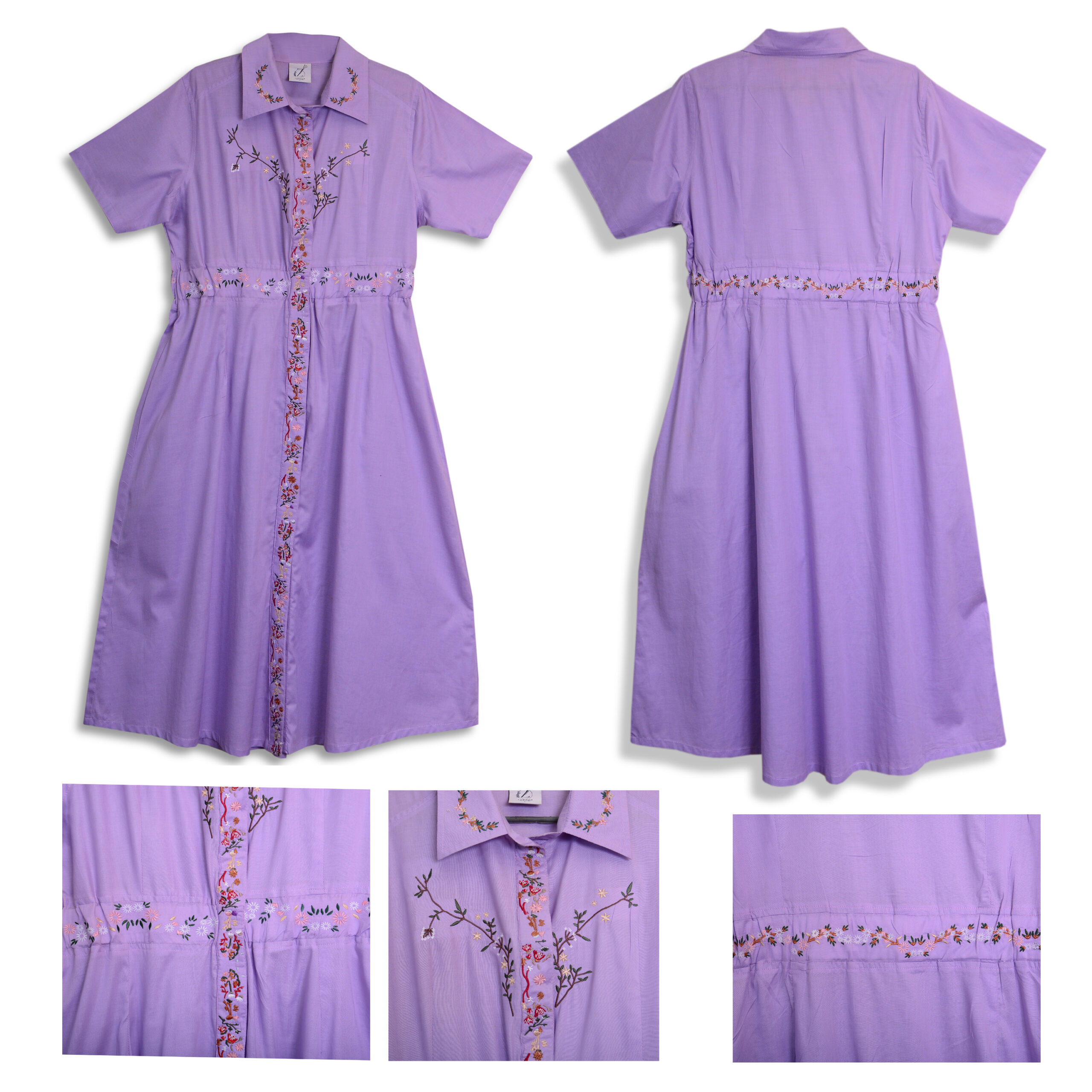 Embroidered Elegance Lavender Frock - Image 6