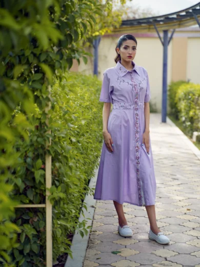 Embroidered Elegance Lavender Frock